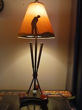 Golf Themed Lamp with Three Crossed Clubs & Golf Ball Display.  picture
