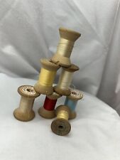 7 Antique/vintage Thread Spools With Thread picture