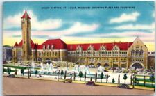 Postcard - Union Station, Showing Plaza and Fountains - St. Louis, Missouri picture