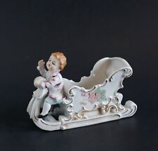 Vintage Victorian Cherub On A Sled Planter picture
