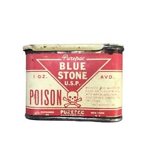 Purepac Vintage Blue Stone Poison Blue Vitriol Copper Sulphate Advertising Tin  picture