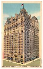Philadelphia PA Pennsylvania Bellevue Stratford Hotel Linen Postcard Posted 1954 picture