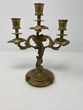 Antique Vintage Boho French Brass Candlestick Candleabra picture