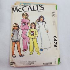 Vintage McCall's # 6479 Size EX Small Girls Carefree Nightgown Pajamas 1976 picture