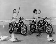 The Harley Girls on the beach Harley Davidson Motorcycle  vintage 8 x 10 Photo picture