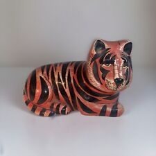 Vintage Tiger Figurine Mexican Folk Art Pottery Signed M PALACIOS picture