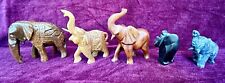 Collection of Hand Carved Wood and Marble Elephants picture