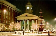 Chambersburg PA Snowing on Chamber's Centre Memorial Fountain Postcard U1 picture