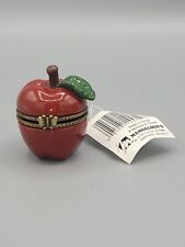 Vintage Apple Shaped Ceramic Trinket box Hinged butterfly picture