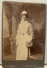 Antique 1880s Cabinet Card Photograph Woman Nurse Uniform Medical Victorian picture
