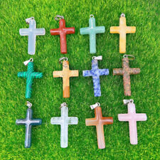 7pc Natural Energy Gift Stone Crystal Cross Pendent picture