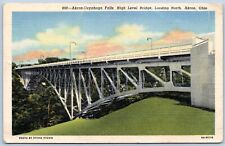Postcard OH Akron Ohio Akron Cuyahoga Falls High Level Bridge B55 picture