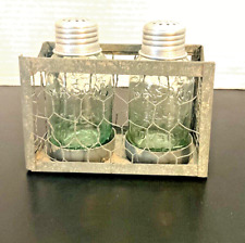 VINTAGE CTW Home collection Mason Jar Salt & Pepper Shakers CHICKENWIRE CADDY picture