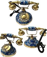 Floral French Vintage Brass Victorian Rotary Dial Phone Maharaja Decor Telephone picture