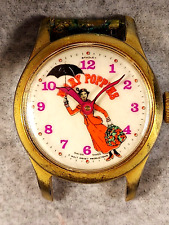 RARE BRADLEY Disney Mary Poppins Watch Swiss Made Wind-Up Orange Littering/Dress picture
