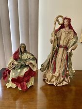 Lovely Papier-mâché Christmas Nativity Set 16” Tall Joseph Mary Baby Jesus picture