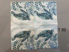 TWO Individual Cocktail Napkins For Decoupage Turtle.  Sea. Coral picture