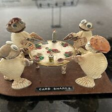 Vintage Sea Shell Art Poker Turtles Frogs Playing Cards Kitschy Hand Crafted picture