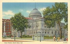 South Bend Indiana~Court House~Civil War Soldiers Monument~1939 Linen picture