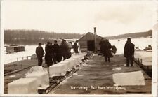 Ice Cutting Red River Winnipeg MB Manitoba Real Photo Postcard H18 *as is picture