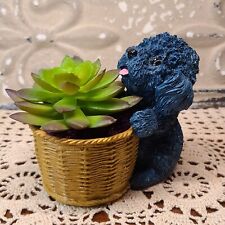 Whimsical Blue Puppy Dog Figurine Planter w/ Faux Succulent picture