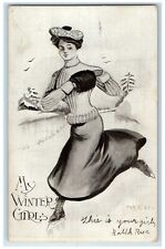 1907 My Winter Girl Handwarmer Brooklyn New York NY Posted Antique Postcard picture
