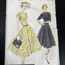 Vintage 1950s Vogue 8924 MCM Flared Skirt Dress Sewing Pattern 12 XS 30 Bust CUT picture
