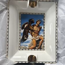 White Blue Prometheus God of Fire Ashtray Bone China - New in box - Sold out picture