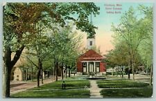 Fitchburg MA Upper Common North Looking @ Church~Lonely Bench-Sitting Man~c1910 picture