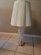 Outstanding Cut Glass 33” Hollywood regency table Lamp Midcentury Diamond Patter picture