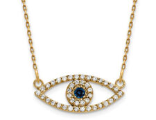 1/20 Carat (ctw) Blue Sapphire Evil Eye Pendant Necklace in 14K Yellow G picture