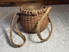 Two Braided Handles Vintage Native American Splint And Sweetgrass Basket picture