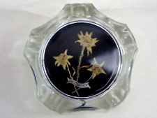 SOUVENIR GERMAN ASHTRAY WEISSENBACH PRESSED FLORAL GLASS OLD 5 SIDED GES. GESCH. picture