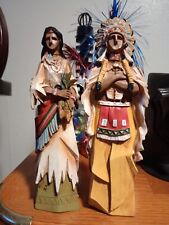 Figurines, Hand Carved Wooden Native American Couple Very Colorful Very Detailed picture