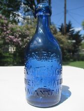CLASSIC COBALT BLUE 1850s PONTILED JOHN RYAN EXCELSIOR MINERAL WATER~SAVANNAH,GA picture