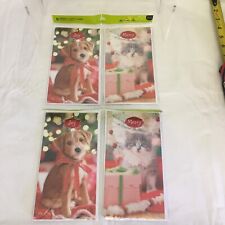 Hallmark Christmas Cards Gift Card Money Holder + Envelopes 12 Pk PUPPY KITTEN picture