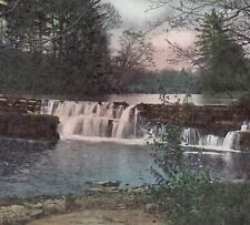 VTG Postcard Spruce Cabin Dam Waterfall River Lake Forest Trees Canadensis PA picture