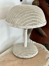 Antique Lloyd Loom Products Wicker Table Lamp Light White VTG picture