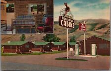 AFTON, Wyoming Postcard THE CORRAL LOG CABIN MOTEL Highway 89 Roadside Linen picture