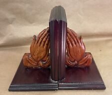 Vintage Shalom Hand Carved Wood Mahogony Base Bookends picture