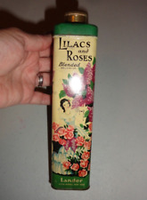 Vintage Lander Talc Lilacs & Roses Powder Tin 7 oz size 7 3/4