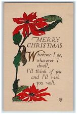 Volland Artist Signed Christmas Postcard Poinsettia Flowers Arts Crafts c1910's picture