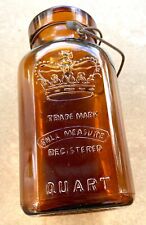 Vintage Smalley & Co. Royal Trade Mark Amber Quart Fruit Jar Pat April 7th 1896 picture