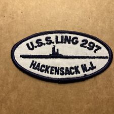U.S.S. Ling 297 Hackensack N.J. Patch.  4” X 2”.  Hats- Coats.  Iron On. Rare. picture