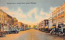 Sturgis MI Michigan Chicago Street Looking West Main Downtown Vtg Postcard C54 picture