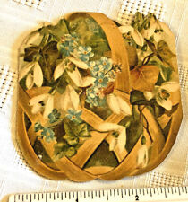 Beautiful Little Die-cut 1895 Calendar Snow-Drops H.M.B. Flowers in Basket picture