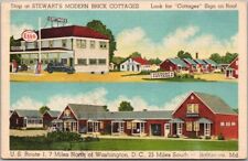 Baltimore Maryland Postcard STEWART'S MODERN BRICK COTTAGES Route 1 Linen c1950s picture