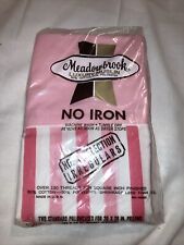 New Vintage Meadowbrook Luxury Muslin Pink White Pillowcases No Iron 20X26 USA picture