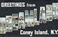 BROOKLYN NY - Greetings From Coney Island Dreamland Many Scenes Postcard - 1908 picture