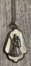 ITALIAN Vtg OUR LADY OF CONSOLATION Necklace Faux MOP FATIMA Virgin Mary RARE picture